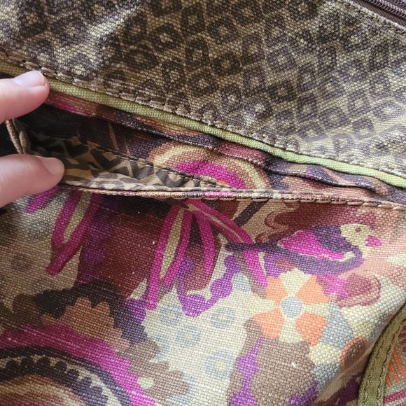 Fossil Handbag Mixed Media Boho Print Canvas Crossbody Bag Strap - Picture 9 of 15